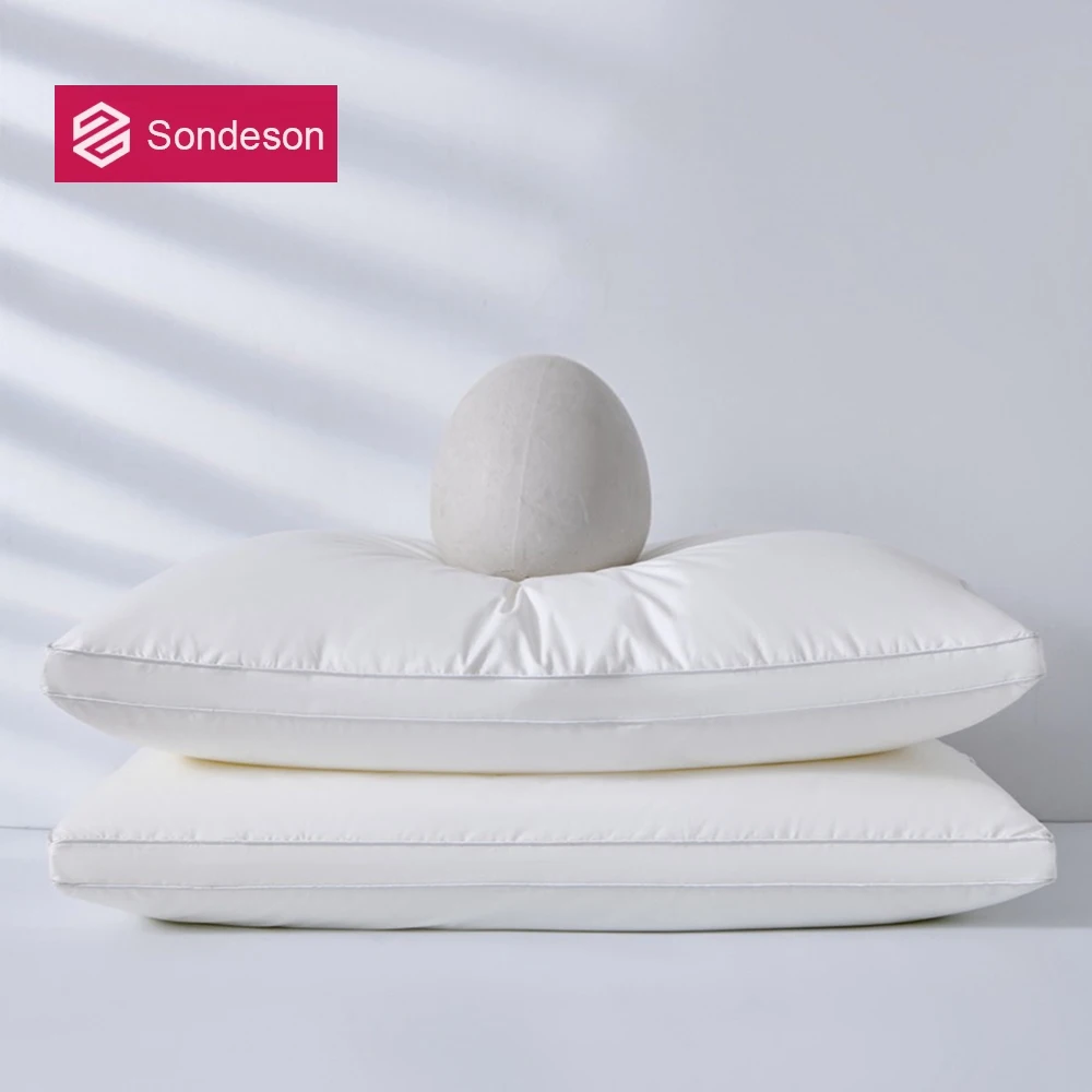 

Sondeson Luxury White 100% Goose Down Pillow Down-proof King Queen 100% Cotton Bedding 3D Style Rectangle Bedding Pillows 1Pcs