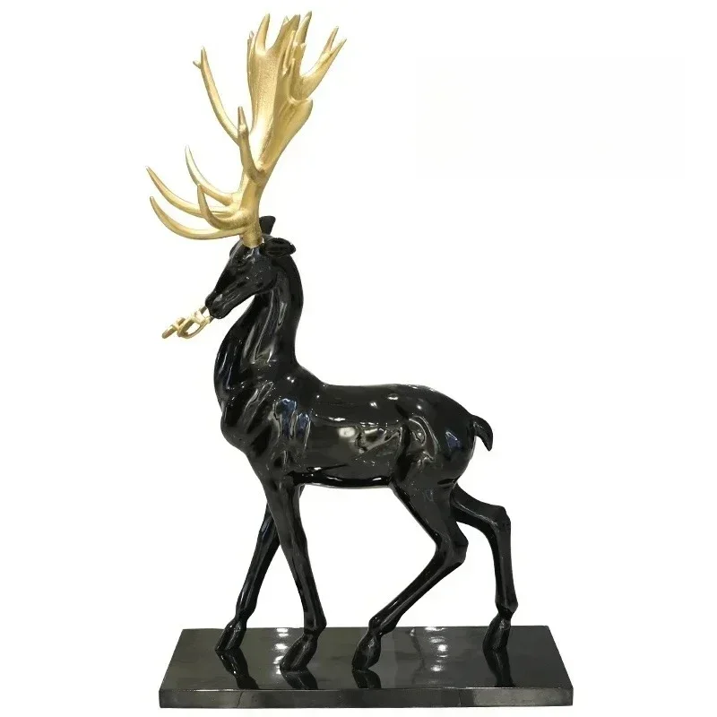 S Hotel lobby ornament lucky fiberglass deer sculpture indoor modern large-scale floor-to-ceiling artwork