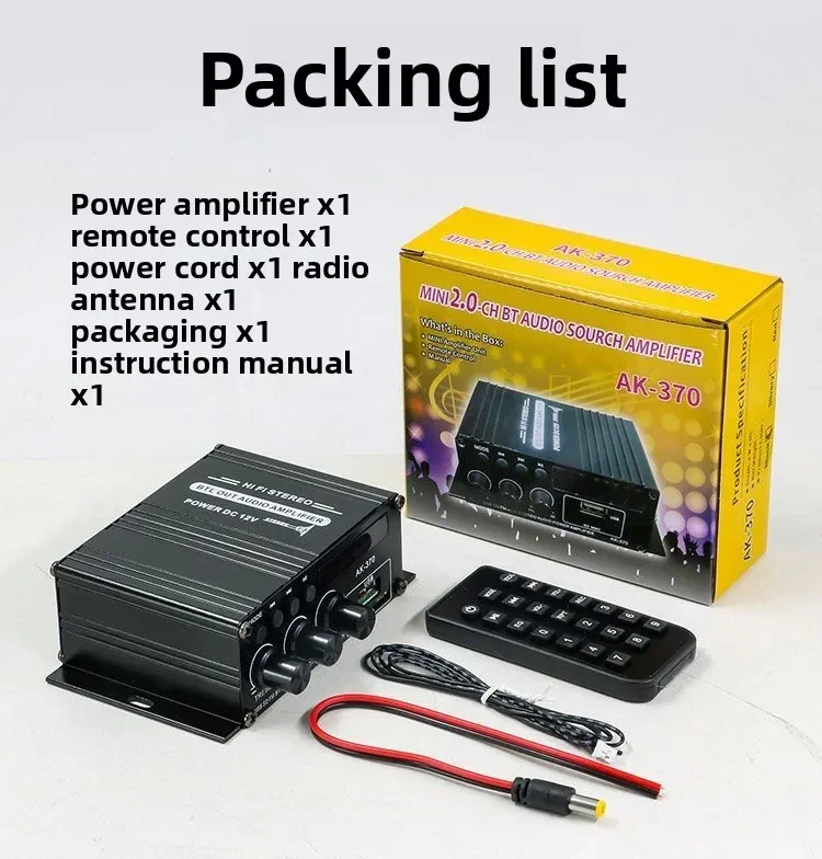 Durable New Bluetooth Amplifier 12V for Car & Home, Professional KTV High-Power Digital Mini Amp Hi-Fi Level