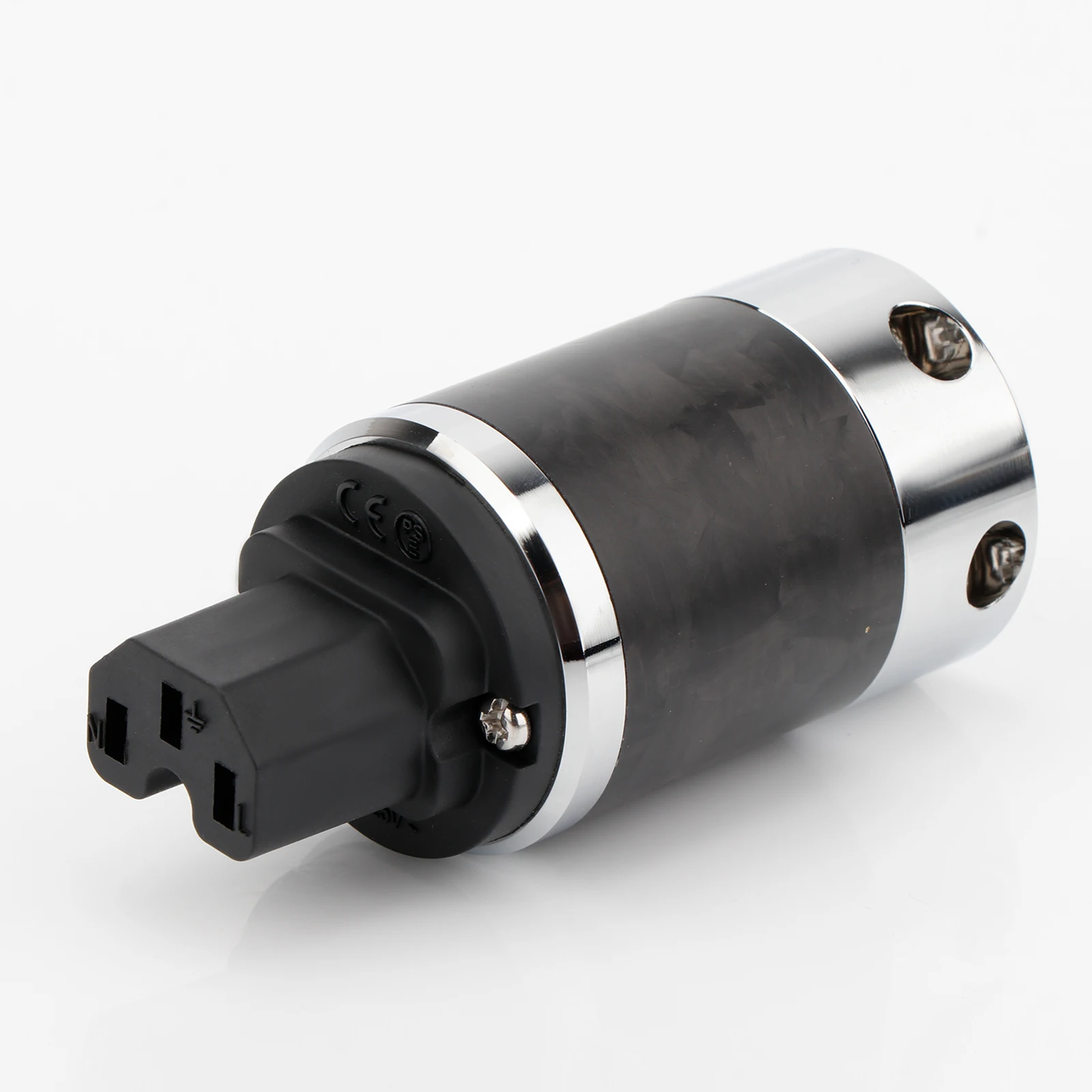 High-End EU/US Schuko Forge Carbon Fiber Shell Rhodium Plated IEC Power Connector Extension Adapter Power Plug for DIY Cable