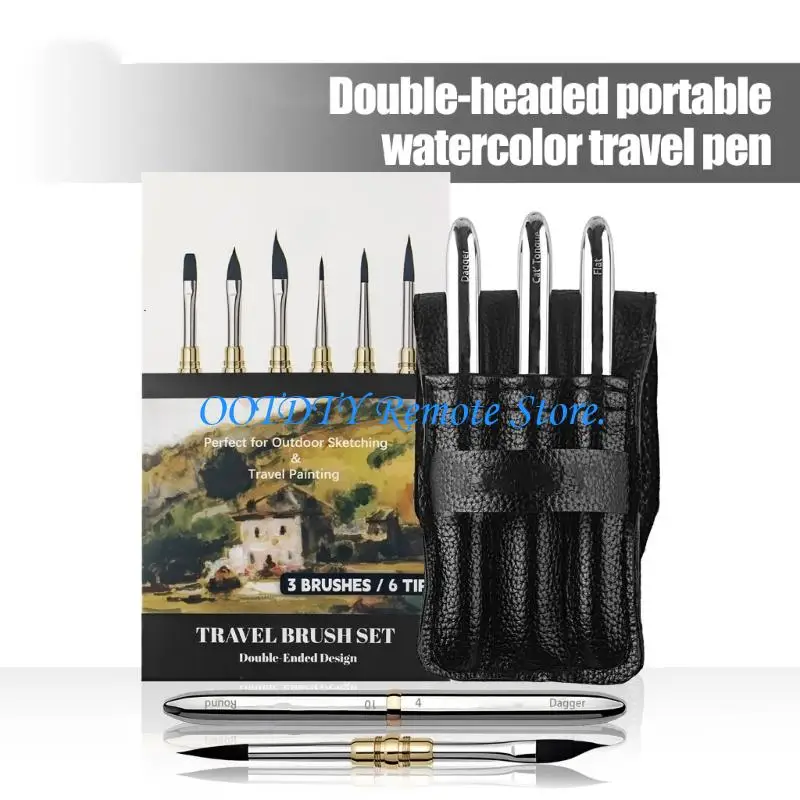  3 Piece Double Ended Watercolor Art Brush Set for Detailing Sketching, Painting