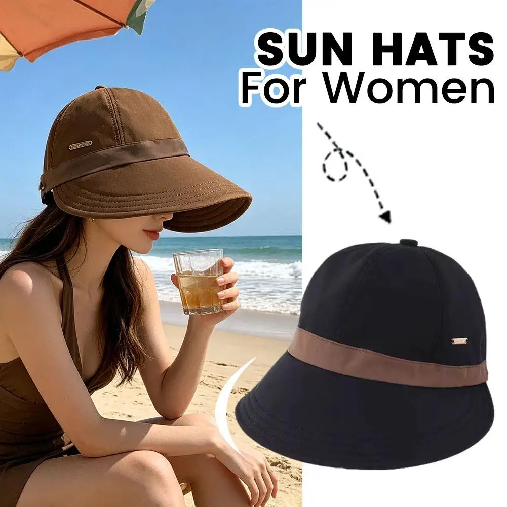 Women UPF 50 Plus Spring Summer Autumn UV Protection Wide Brim Bucket Hat Adjustable Face Shield Baseball Sun Cap Foldable Hat