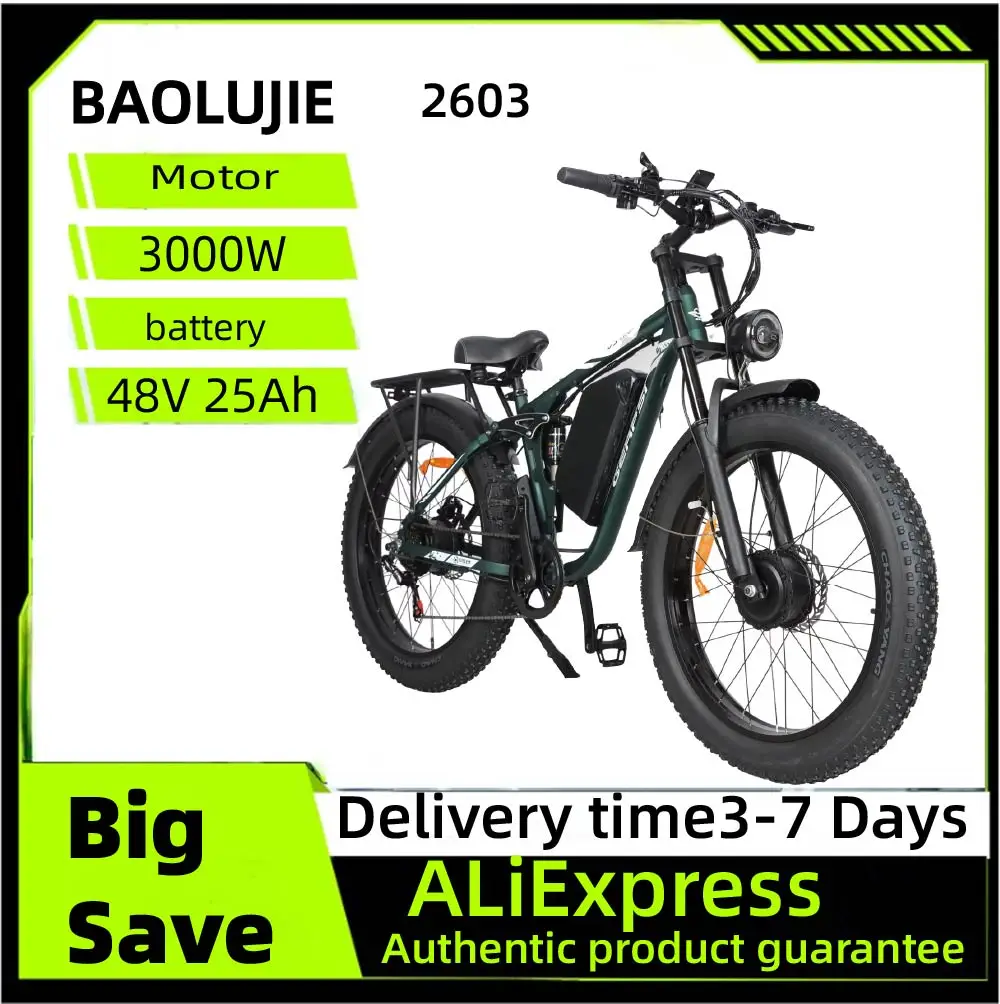 

BAOLUJIE 2603 Electric bicycle 3000W Motor 48V25Ah-52V32Ah battery City Commuter Electric Bike 26inch tireall terrain E-bike