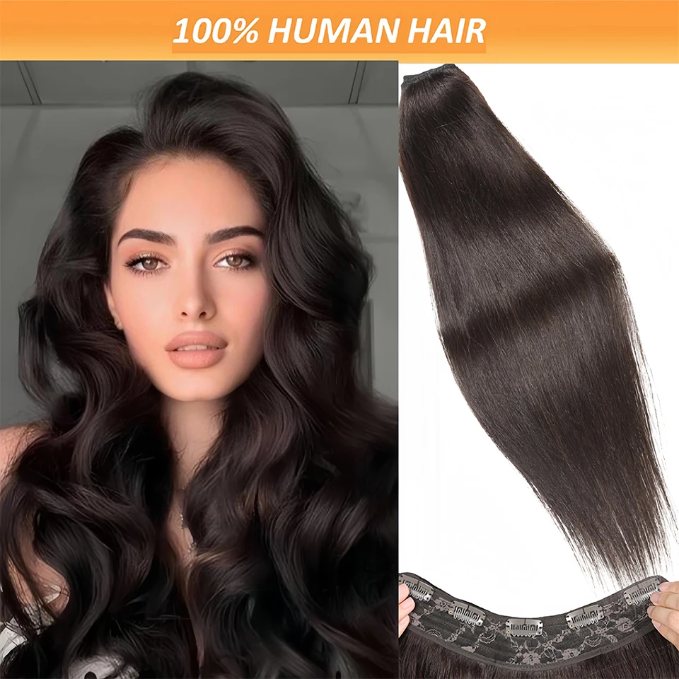 

#2 Straight Clip In Hair Extension Human Hair Brazilian Clip In 5Pcs/Set Full Head Remy Hair Soft Feel Hair for Women