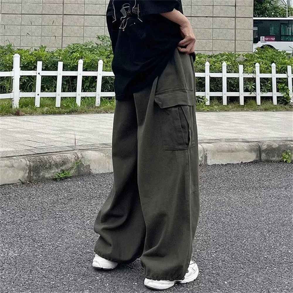 Harajuku Vintage Wide leg jeans Pants Men Casual Joggers Harem Pants White Cargo Pants Skateboard Trousers 2022 Streetwear