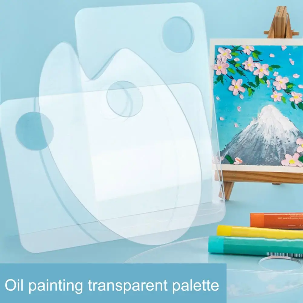 Artist Painting Palette Transparent Non-stick Clear Acrylic Oil Paint Pigment Mixing Plate with Thumb Hole Oil Paint Mixing Tray