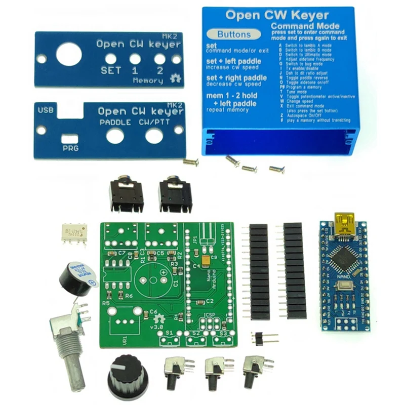 

Open CW Keyer MK2 KIT with Metal Case CW Keyer MK2 KIT CW Speed Adjustable From 1 to 999 WPM(DIY Kits)