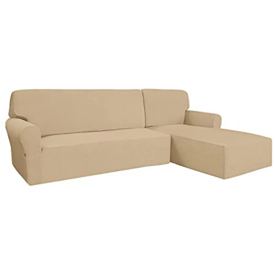 

Stretch Sofa Slipcover 2 Pieces L-Shaped Sofa Cover Sectional Couch Cover for Living Room Jacquard Fabric Chaise Lounge Slipcov