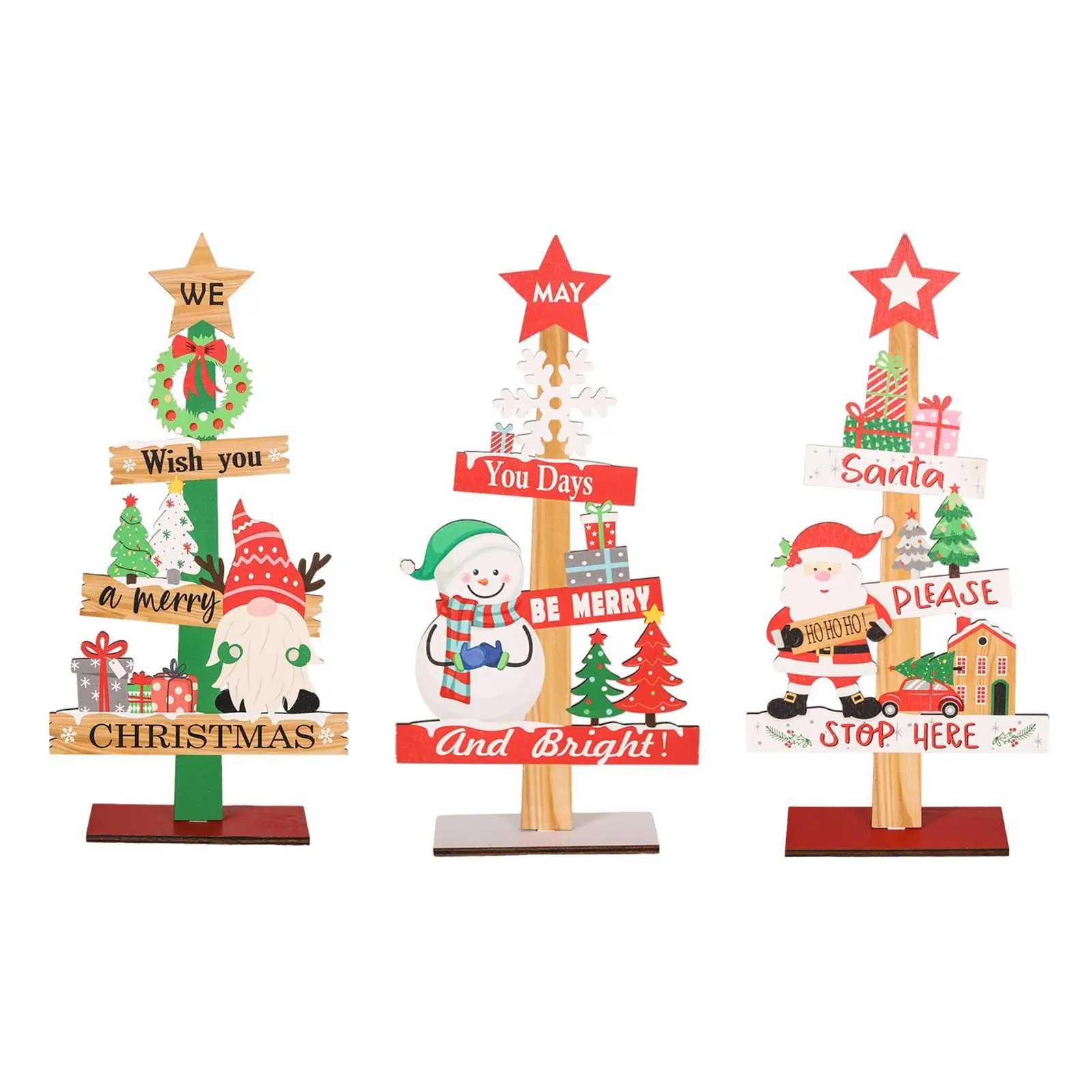 Wood Christmas Table Sign Rustic Cafe Christmas Tabletop Decoration