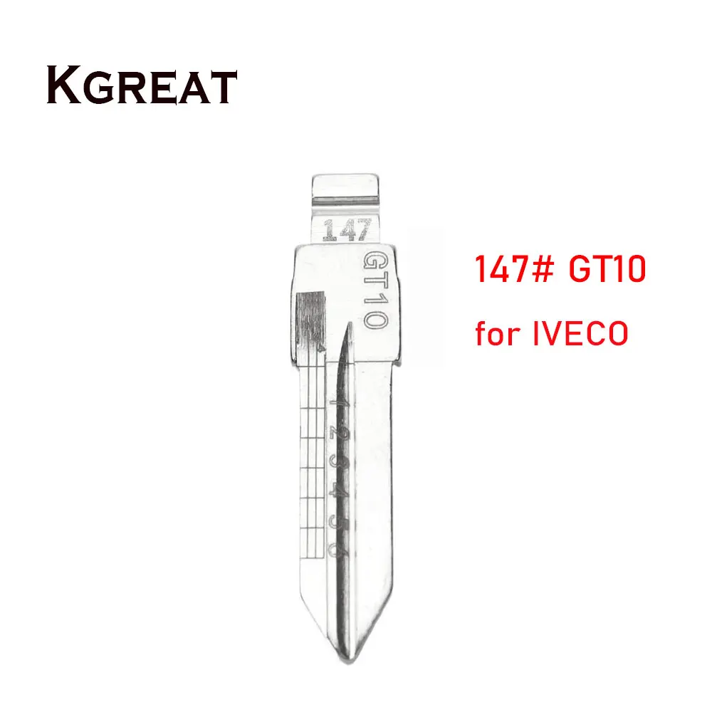 Linha gravada lâmina chave, corte de dentes, Clipper em branco para IVECO KD, VVDI, escala GT10, 10pcs, 147 #