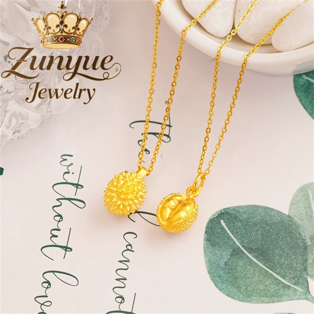 

High-End Sand Gold Necklace Durian Pendant Necklace Luxury Quality Jewelry Fashion Jewelry Exquisite Necklace Elegant Charms