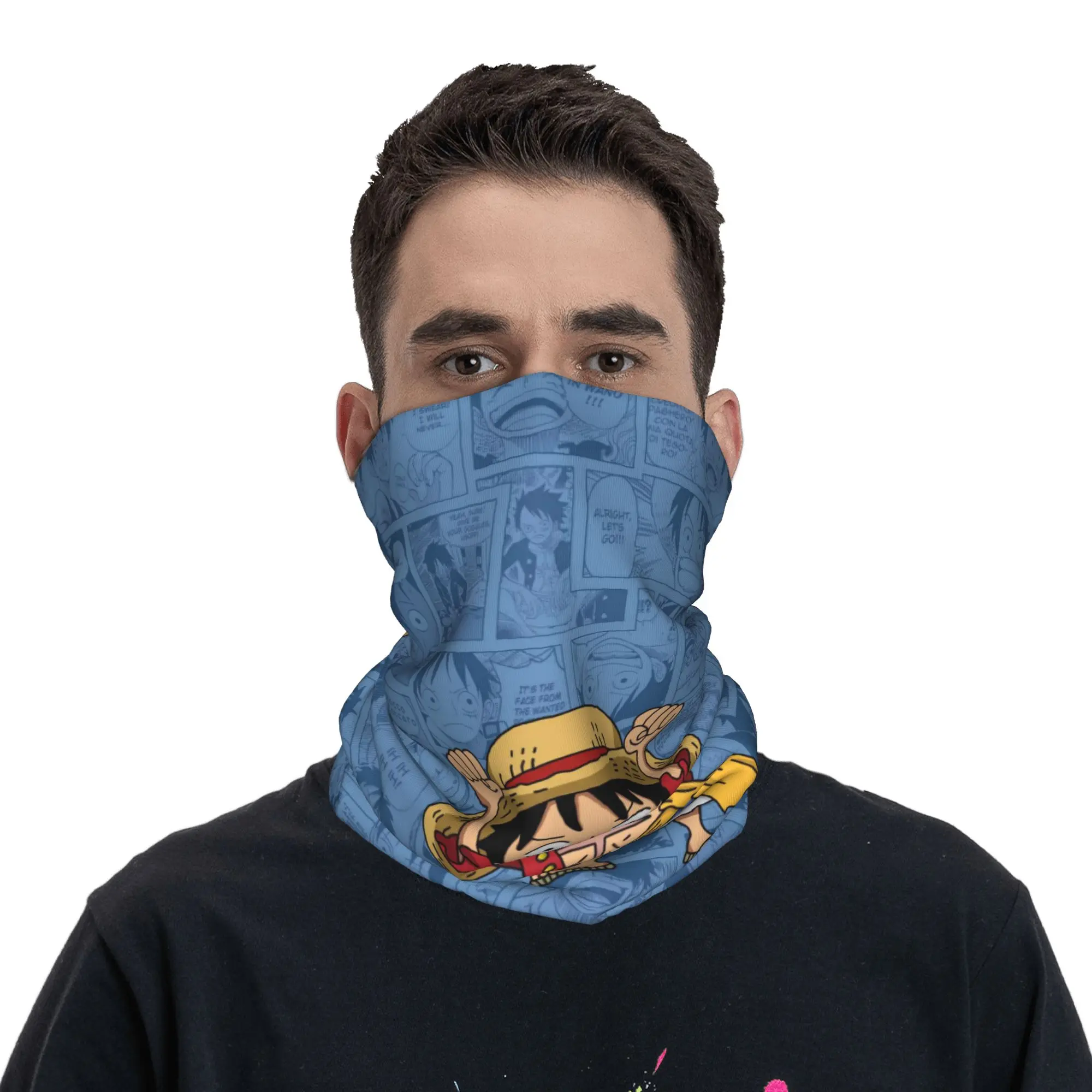 Custom Anime One P-Pieces Bandana Neck Gaiter Windproof Face Scarf Cover Men Women  Headwear Tube Balaclava