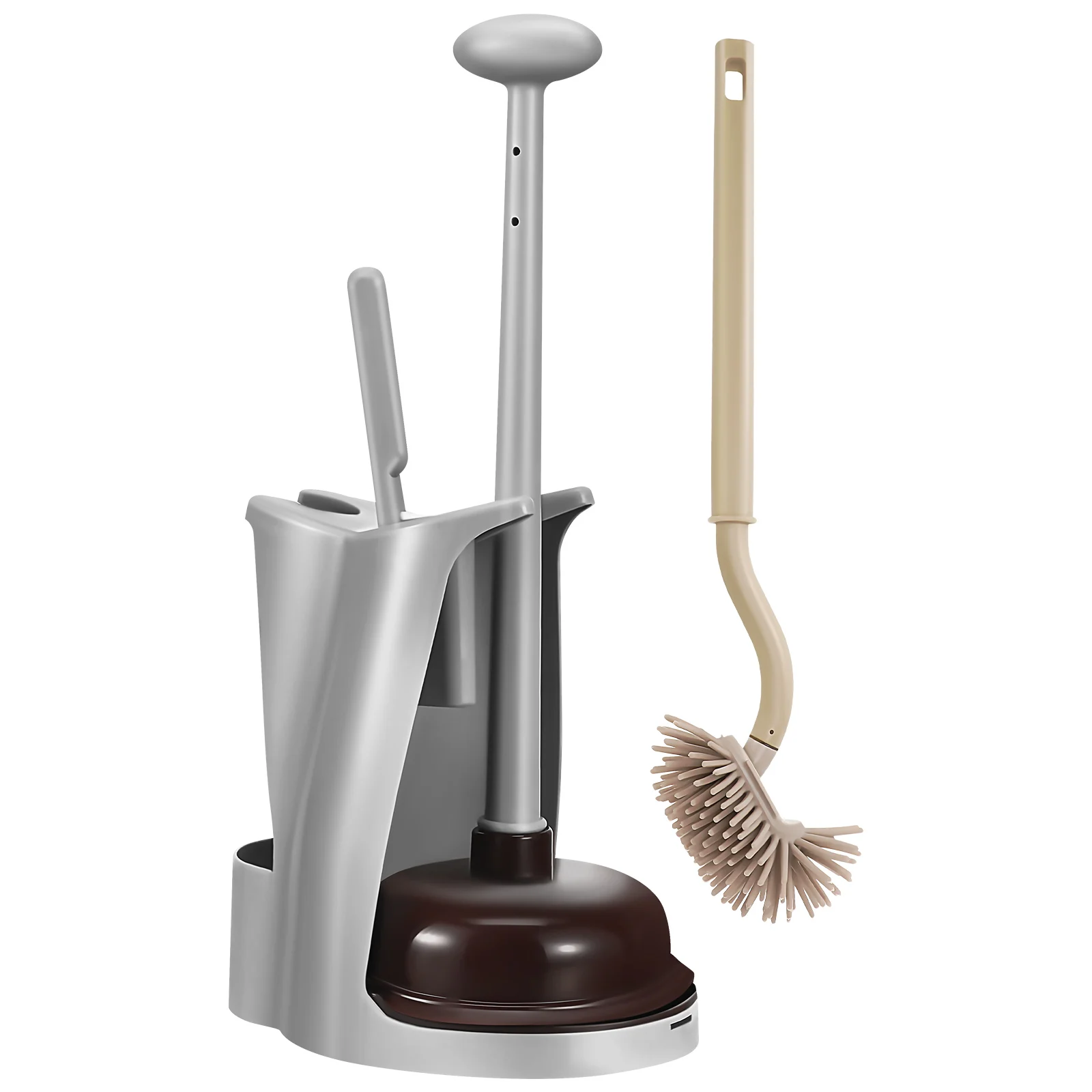 

Toilet Brush Plunger Set Bathroom Cleaning Tools Stainless Steel Bowl Cleaner Holder Plastic Storage Rack Home Essentials