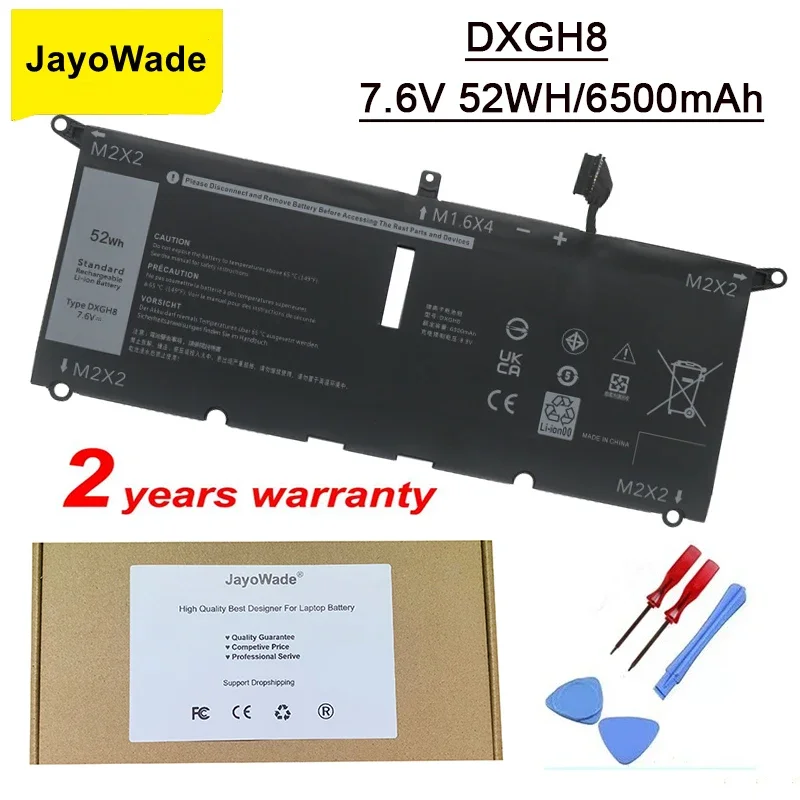 Batería Inteligente DXGH8 para Portátil Dell XPS 13 9380 9370 7390, para Dell Inspiron 7390 2-en-1 7490 G8VCF H754V 0H754V P82G 52WH DXGH8