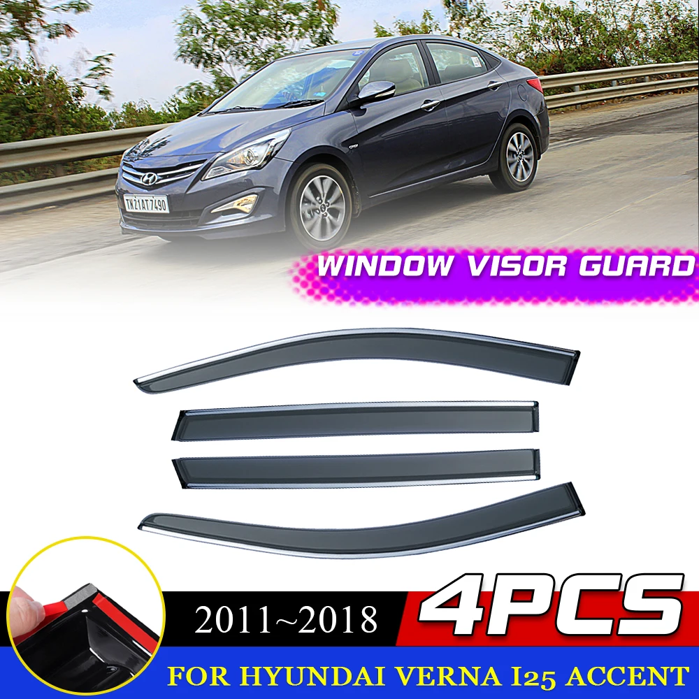 

Windows Visor for Hyundai Verna i25 Accent RB RC Solaris Excel Sedan 2011~2018 Smoke Deflector Awnings Rain Eyebrow Accessorie