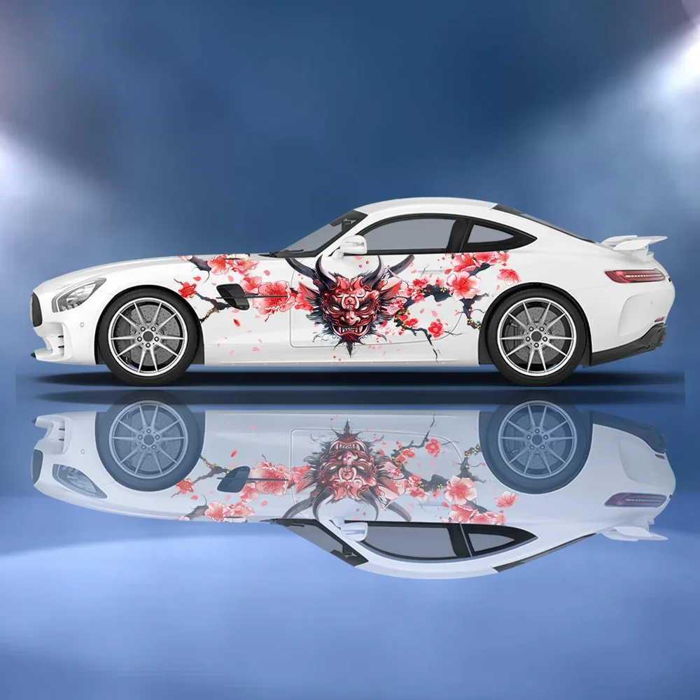 

Horned Demon Fangs Car Vinyl Wraps Decal Self-adhesive PVC Anti Scratch Sticker Suitable for Trucks SUV Decor Auto Accessories