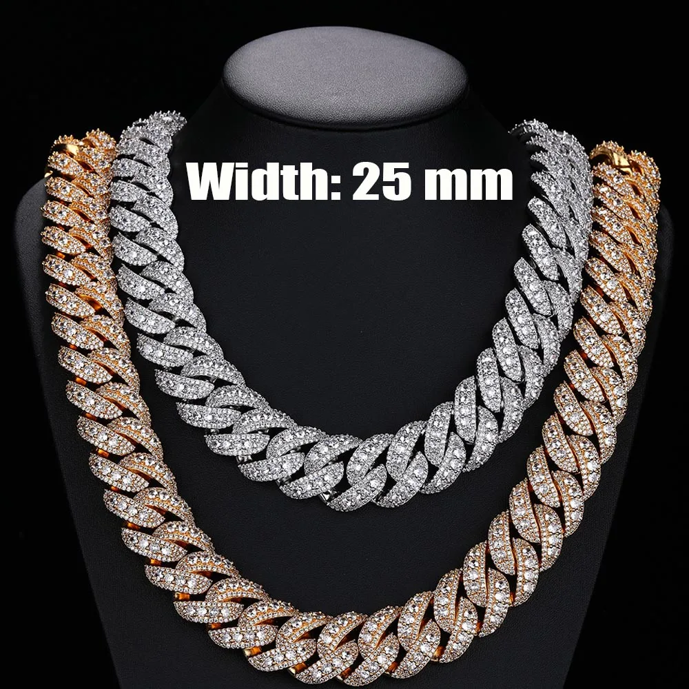 25mm Full Diamonds Bubble Cuban Chain Pendant Accessories Iced Out Miami Cuban Link Chain  For Men Necklace Hip Hop Jewelry Gift