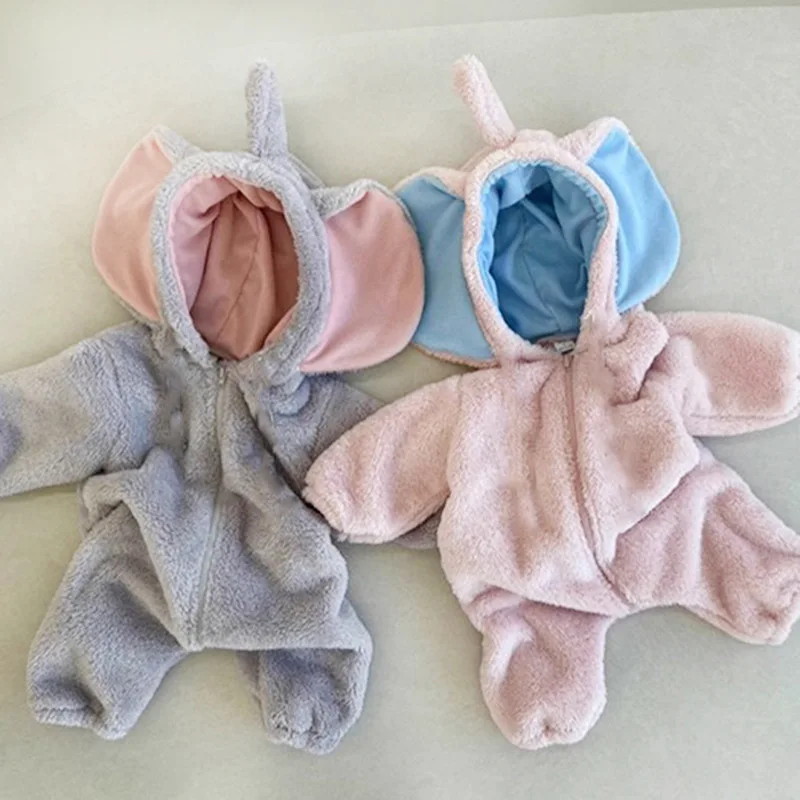 

2025 Winter New Baby Warm Plush Romper Plus Velvet Thick Infant Girl Cute Elephant Hooded Jumpsuit Newborn Clothes 0-24M