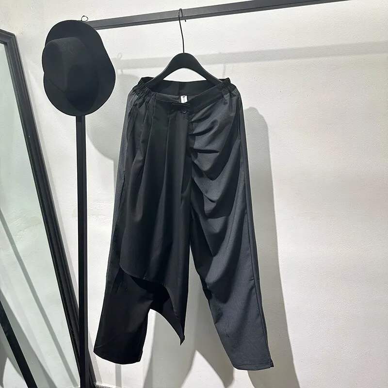 Avant-Garde Dark Fashion Design Sense False Two-Piece Patchwork Baggy Straight Trousers Pu Shuai Niche Designer Vintage Pants