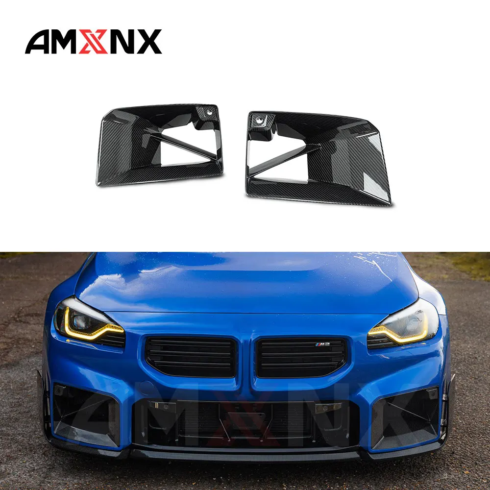 

Передний бампер из настоящего сухого углеродного волокна, воздухозаборник для BMW M2 G87 2023IN MP-стиль, вентиляционные отверстия для переднего бампера, комплекты отделки кузова