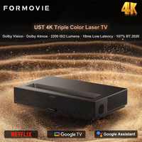 Formovie Theater Premium Ultra Short Throw 4K Projector Triple Color Laser 2200 ISO Lumens Official Certified Google TV Netflix