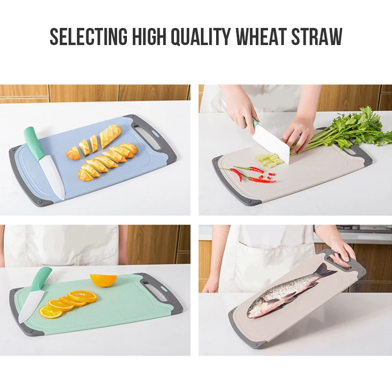 Walfos Wheat Straw Chopping Board Non-slip Anti-mold Cut Multifunctional Household Kitchen Double-sided Sticky Cutting Boards