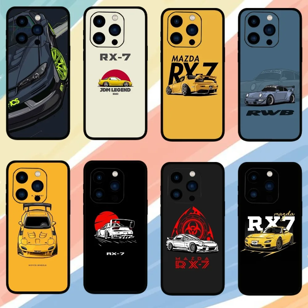 R-RX7 J-JDM Legends Cars Phone Case For iPhone 15 14 13 12 11 Pro Max mini XS XR X 8 Plus SE Cover