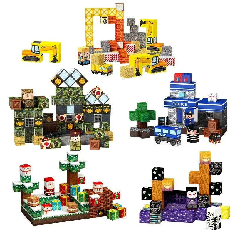 50/100 個磁気ビルディングブロックスタッキングマグネットキューブビルドマインマグネットワールドモンテッソーリ STEM 感覚玩具子供のためのギフト