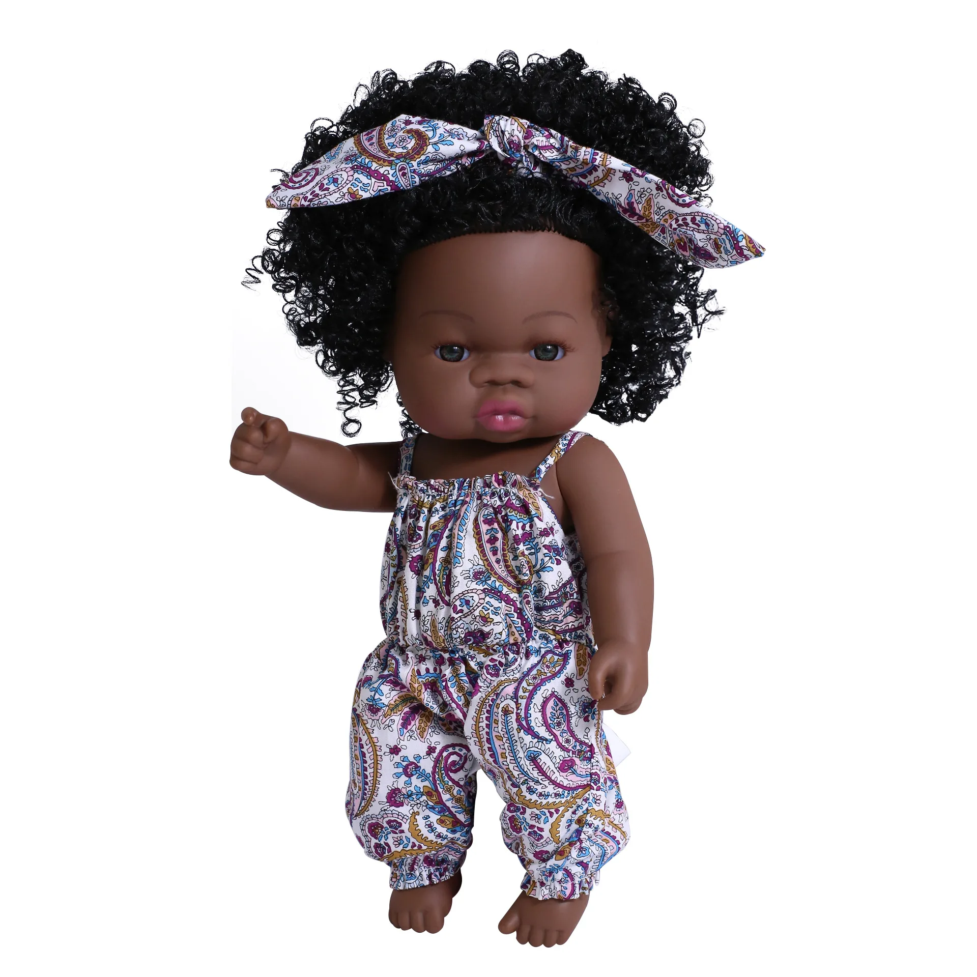 33CM American Reborn Black Baby Dolls Bath Play Full Silicone Black Reborn Dolls Summer Dress Baby Africa Doll Toy Girl Kid Gift