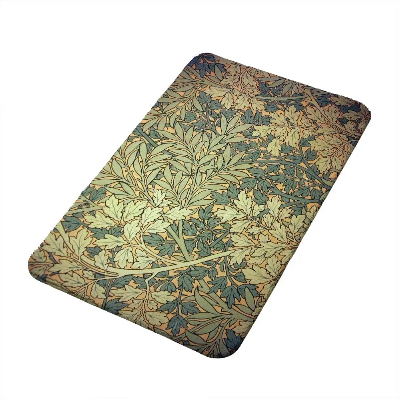 W-William Morris Retro Welcome Mat Bedroom Carpet for Kitchen Entrance Door Doormat Floor Mats Super Absorbent Bathroom Rug Rugs