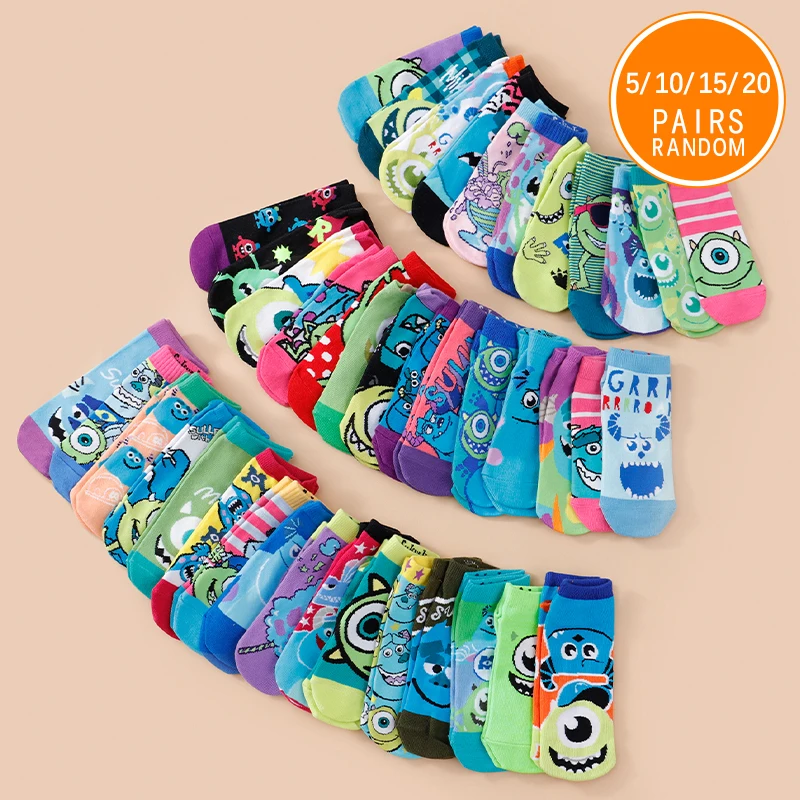 5/10/15/20 Spring/Summer Unisex Cute Cartoon Pattern Multifunctional Soft And Comfortable Casual Breathable Straight Leg Socks
