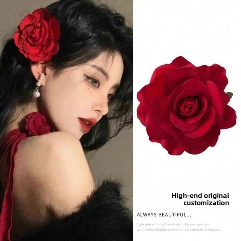 1Pc White Camellia Shape Flower On The Head Small Flower Hairpin Head Flower Hairpin Internet Celebrity Atmosphere Side Clip Female