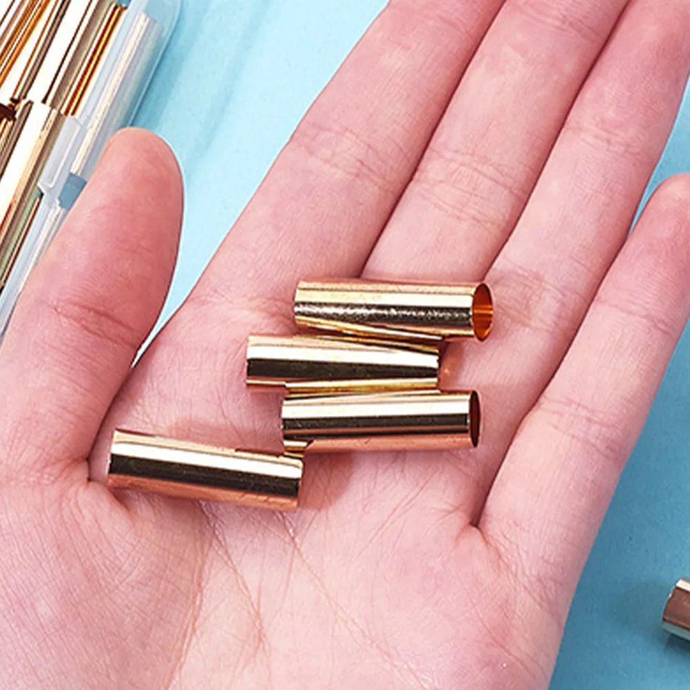 Metal Spacer Tubes 50Pcs Pearl Finish Copper Beads for DIY Bracelet Necklace Anklet Jewelry Making