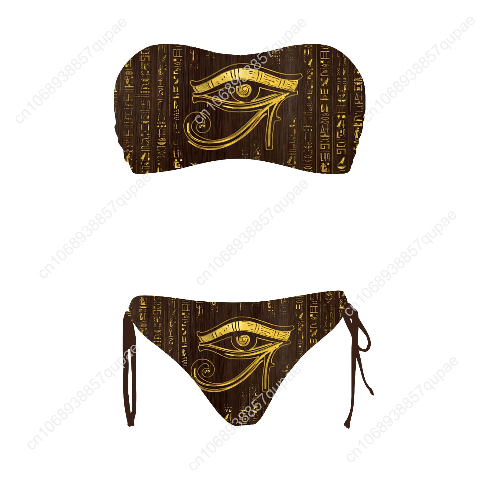 Horus Egyptian God Eye of Egypt Custom Swimsuit Womens Drawstring Two Piece Set Bathing Suits Swimwear Beach Bikini Beachwear