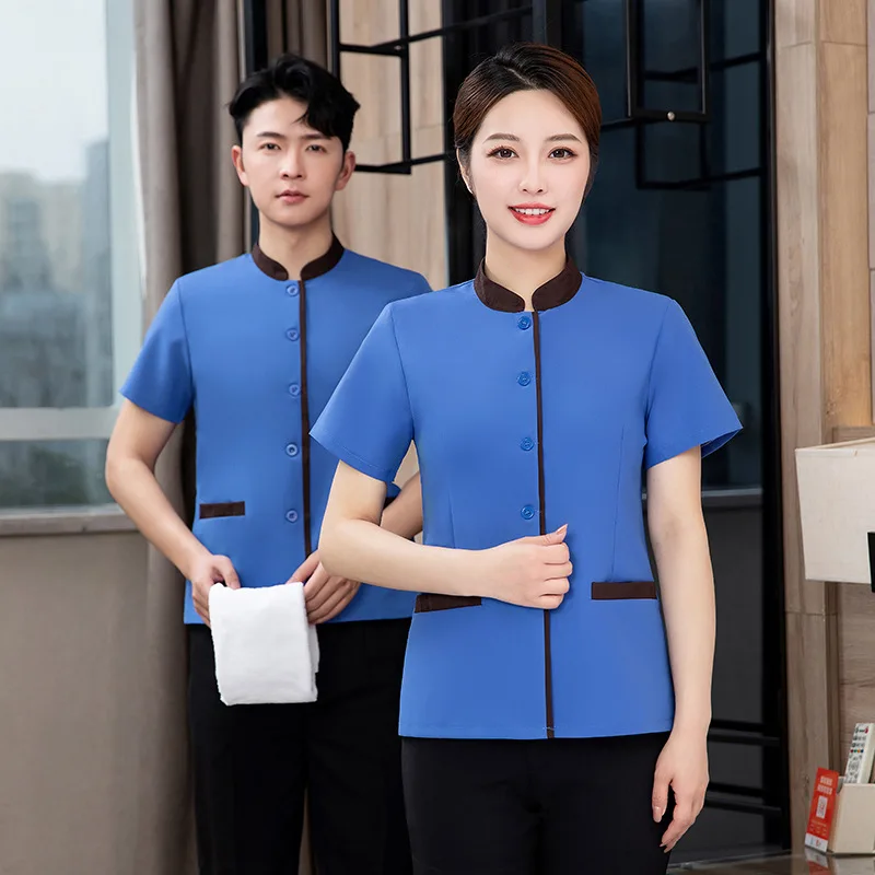 Hotel Room Cleaning Staff Uniform Short Sleeve Mall Sales Office Property Cleaning Auntie Workwear Set Unisex