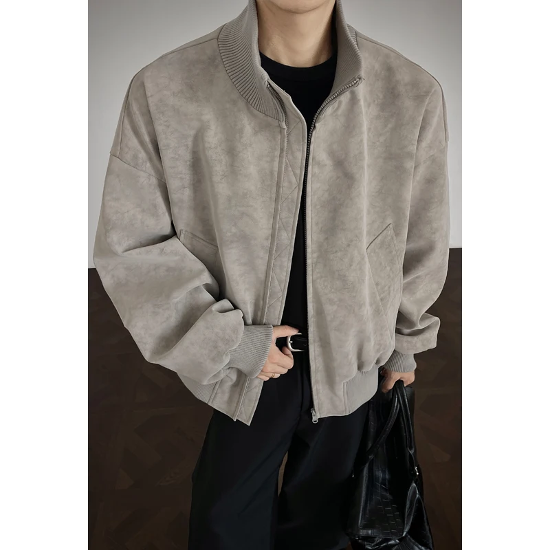 

Осень-зима, мужская негабаритная куртка из искусственной кожи, 1985, уличная одежда, мужские повседневные пальто на молнии, модная мужская верхняя одежда, пальто, топы 5XL