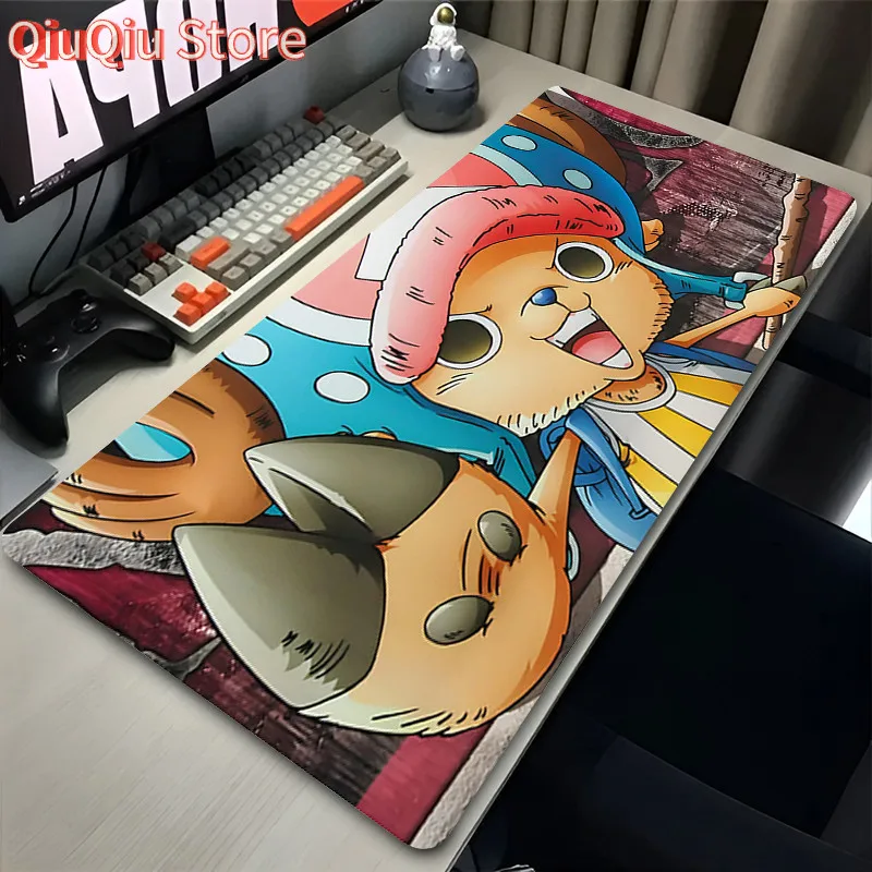 Anime O-One Piece Tony Chopper Large Gaming Mousepad XXL Gamer Mouse Pad Office Table Mat Kawaii Desk Mat PC Pink Keyboard Rug