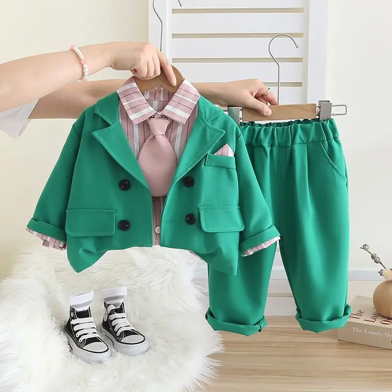 

New Spring Autumn Baby Clothes Suit Boys Outfit Sets Koean Baby Boys Coat + Pants SetsChildren's Set 2 To 6 years Kids Outfits