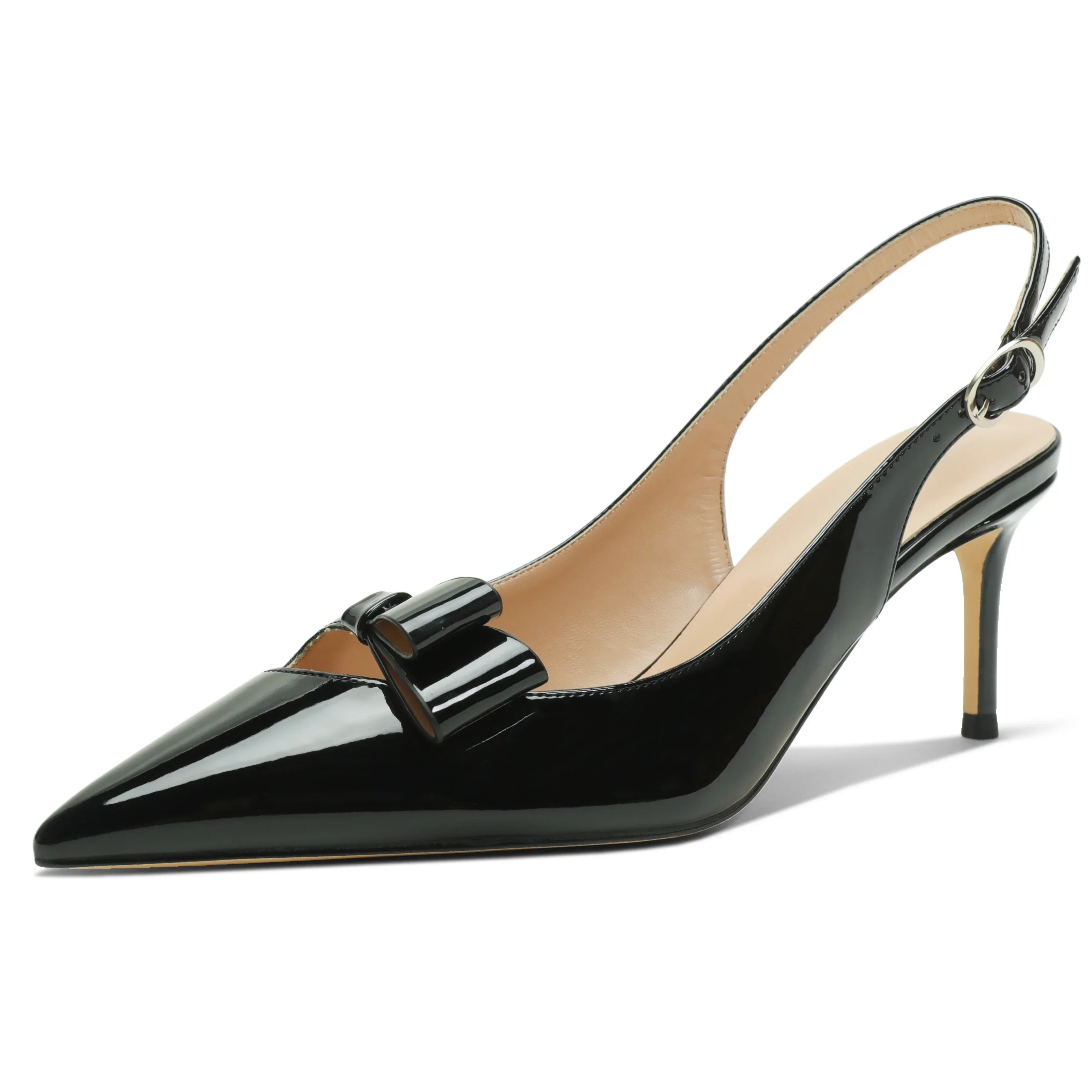 【Measure Your Feet Length Before Order】Sexy Women Stiletto High Heel Pointed Toe Bow Sandal Slingback Party Dress Shoe 35-CHC-33