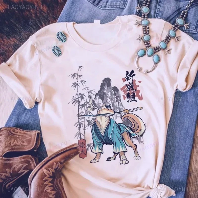 Shiba inu camisa amante do cão padrão de impressão animal filhote de cachorro camiseta estilo retro unisex gola redonda topos estilo velha escola algodão t