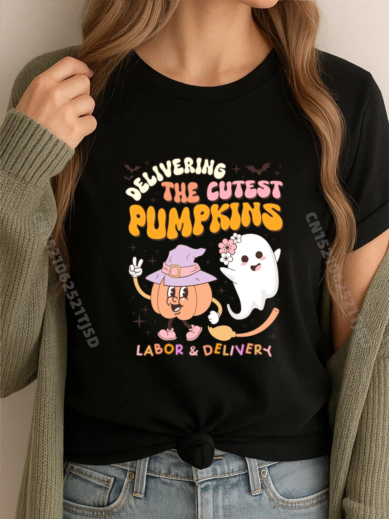 

Осенняя доставка самые милые тыквы для труда и доставки, черная футболка для медсестры, брендовая одежда