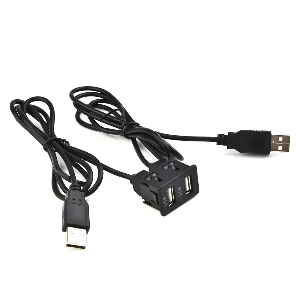

Durable Practical Extension Adapter Cable Connector Brand New A-type USB Port AUX Car Dash Dual USB Easy To Install