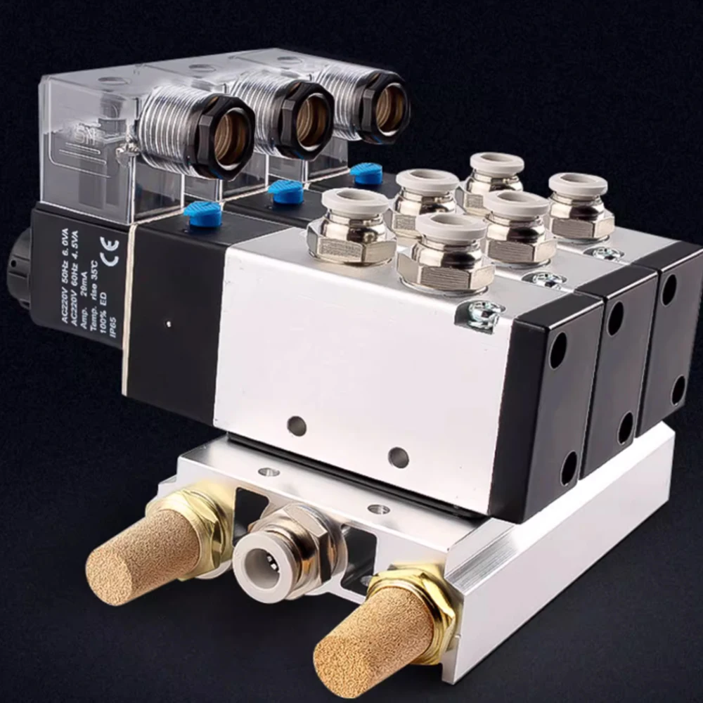 1 Stücke Zwei Position 5-Wege Pneumatische Magnetventil 4V210-08 4V110-06 Mit Dual Spannung DC24V/AC220V und 8mm Armaturen Zylinder