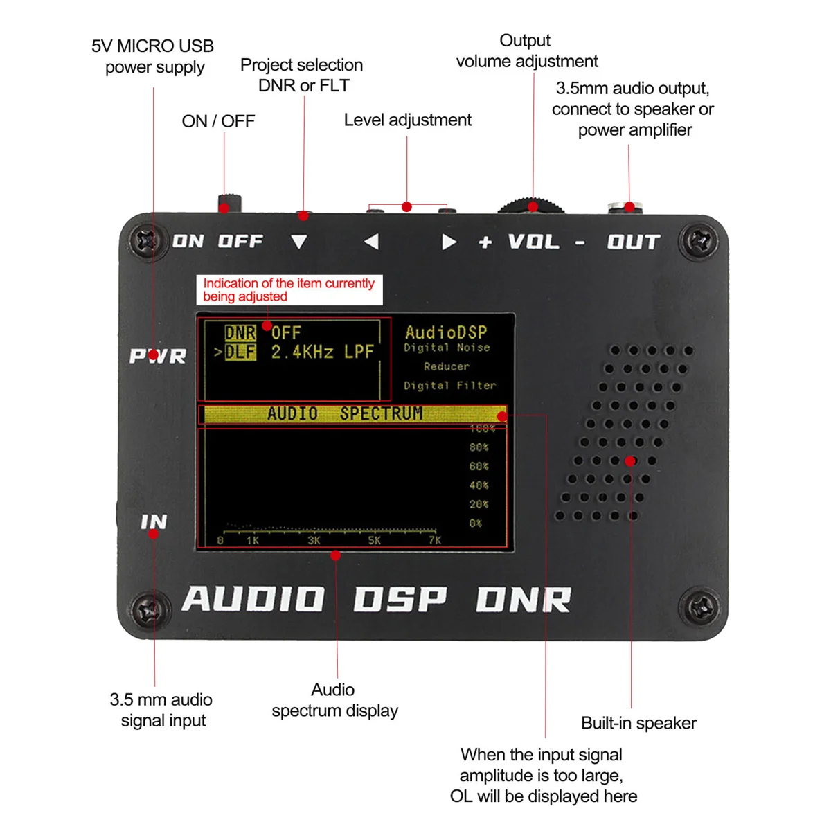 Imagem -05 - Áudio Dsp Noise Reducer Filtro Digital Dnr Ssb Rádio Amador Yaesu Icom Mais Speaker