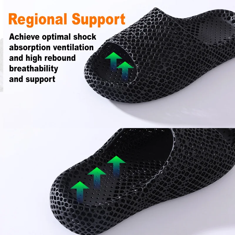 Wasserdichte, 3D-gedruckte Hausschuhe, weiche, sportliche, gepolsterte, rutschfeste, geräuschlose Freizeitschuhe für den Innen- und Außenbereich – Detail 4