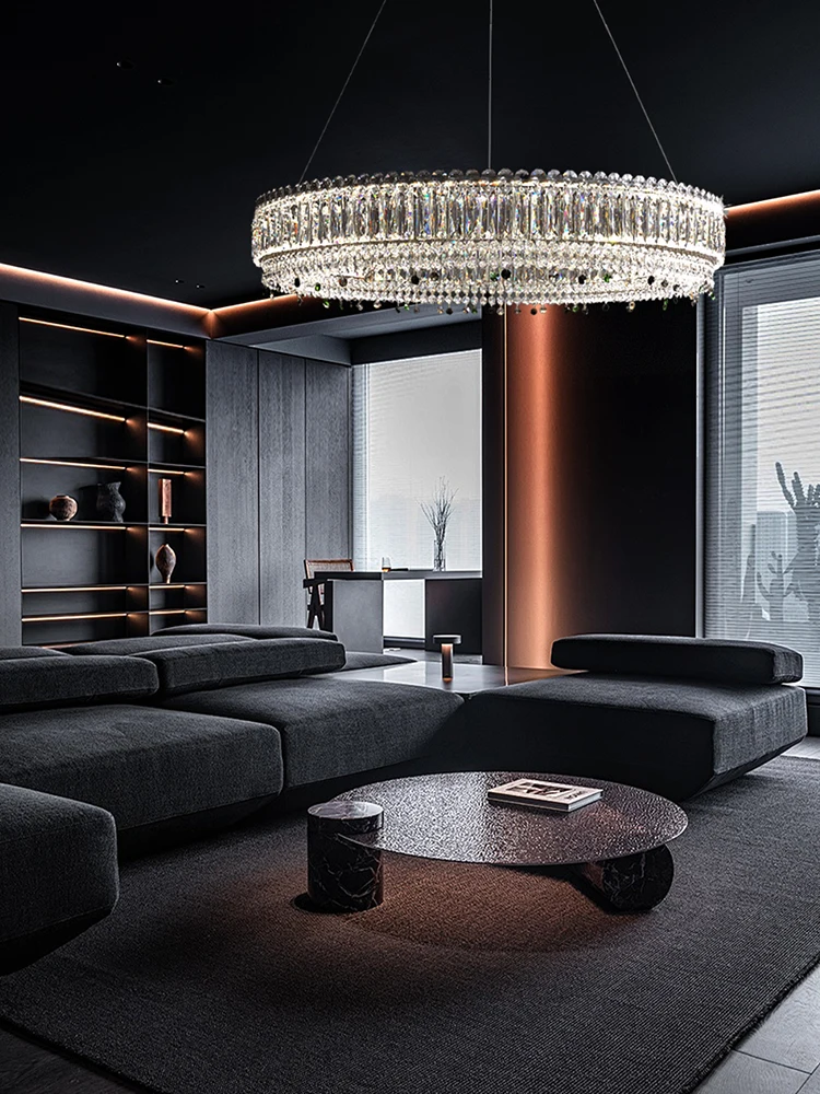 طويل البيضاوي قلادة أضواء كريستال مصباح معلق للسقف الحديثة K9 كريستال ديكور المنزل الفاخرة غرفة الطعام الأوروبية لماعة