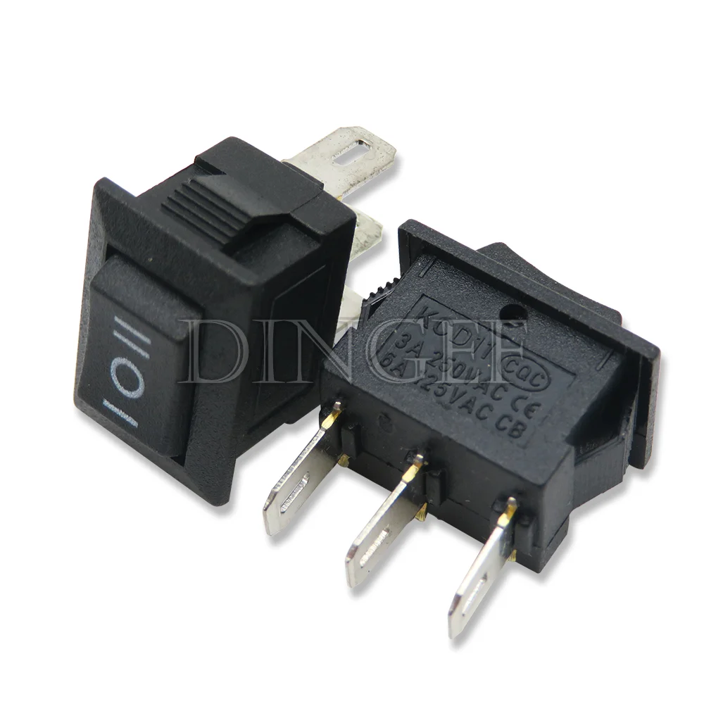 10PCS 3Pin 2PIN 3A 250V 10*15mm Black Red Button Rocker Switch ON OFF ON AC 10X15 Mini Rocker Power Switches