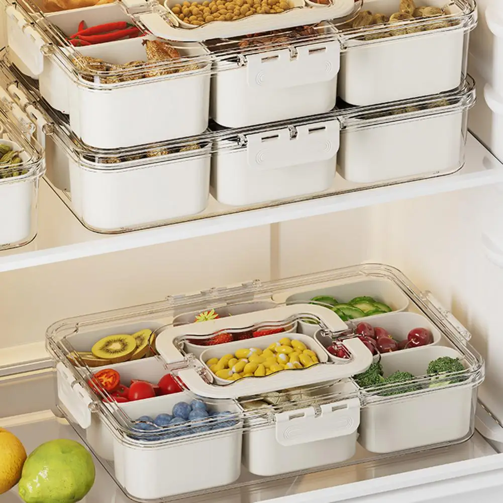 Portable Food Storage Box Fruit Vegetable Tray Bpa-free Snack Box Container with Multiple for Refrigerator for Healthy