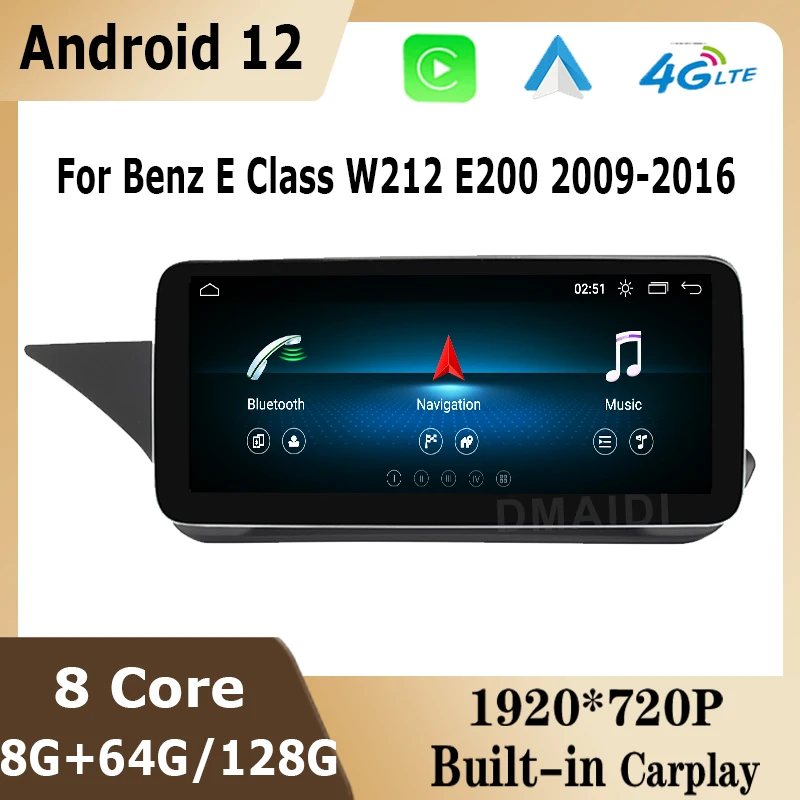 

12.5/10.25inch Car Radio GPS Navigation for Mercedes Benz E Class W212 2009-2015 Andriod 12 8+128G Multimedia Player Carplay 4G