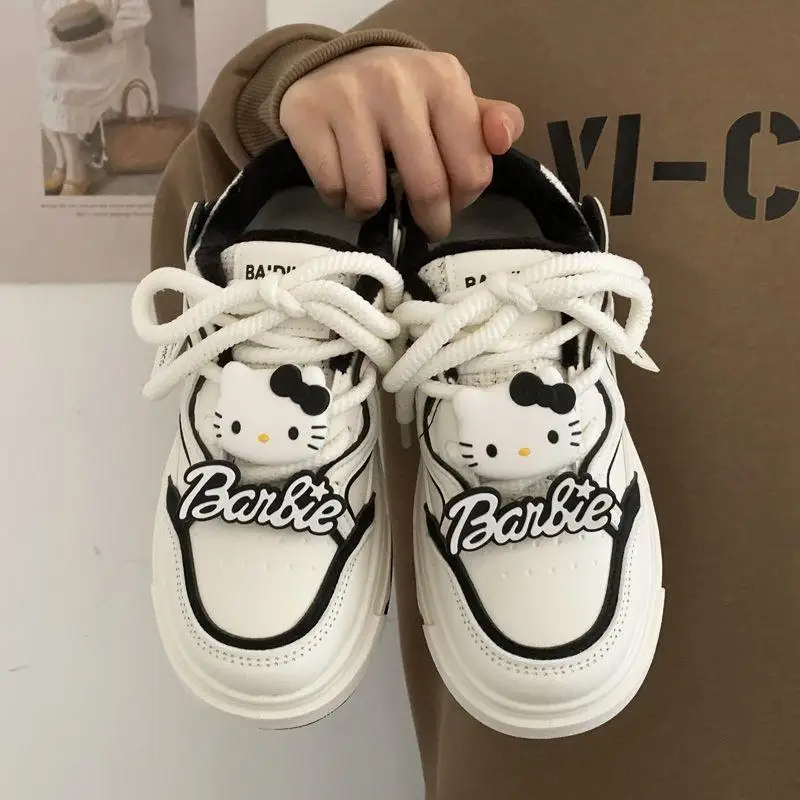 

Hello Kitty Hot Style Ugly and Cute Big Toe Shoes Bread Shoes Women's Platform Sneakers Versatile and Casual Student White Shoes